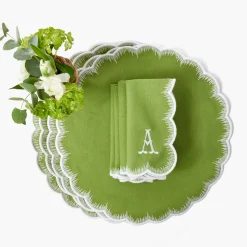 Mrs. Alice Apple Green Isabella Round Placemats & Napkins (Set of 4)< Summer Table Linen | Table Linen Sets