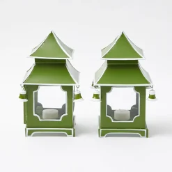 Mrs. Alice Apple Green Mini Pagoda Lantern (Pair)< Year-round Decorations | Spring Decorations
