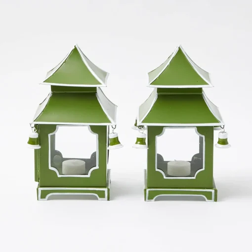 Mrs. Alice Apple Green Mini Pagoda Lantern (Pair)< Year-round Decorations | Spring Decorations