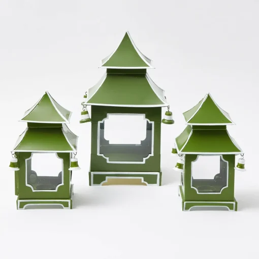 Mrs. Alice Apple Green Mini Pagoda Lantern (Pair)< Year-round Decorations | Spring Decorations