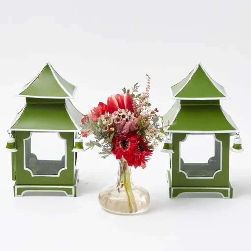 Mrs. Alice Apple Green Mini Pagoda Lantern (Pair)< Year-round Decorations | Spring Decorations