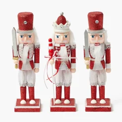 Mrs. Alice Assorted Red Glitter Nutcracker Trio< Christmas Decorations