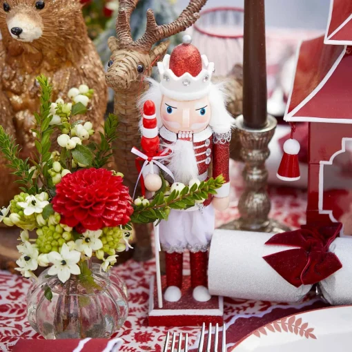 Mrs. Alice Assorted Red Glitter Nutcracker Trio< Christmas Decorations