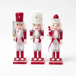 Mrs. Alice Assorted Red Glitter Nutcracker Trio< Christmas Decorations