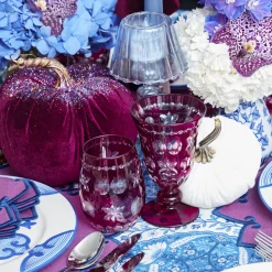 Mrs. Alice Aubergine Anita Engraved Wine Glass (Set of 4)< Glasses