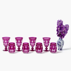 Mrs. Alice Aubergine Anita Engraved Wine Glass (Set of 4)< Glasses