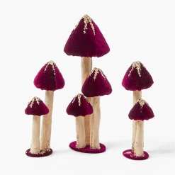 Mrs. Alice Aubergine Glitter Velvet Mushroom Family< Autumn Decorations