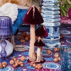 Mrs. Alice Aubergine Glitter Velvet Mushroom Family< Autumn Decorations