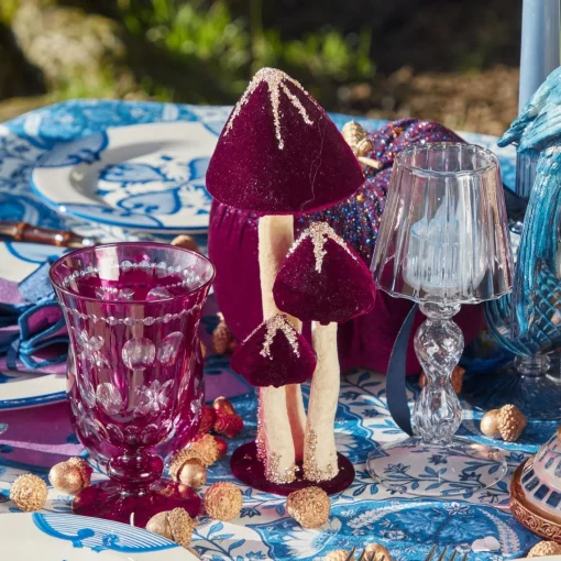 Mrs. Alice Aubergine Glitter Velvet Mushroom Family< Autumn Decorations