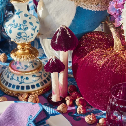 Mrs. Alice Aubergine Glitter Velvet Mushroom Family< Autumn Decorations