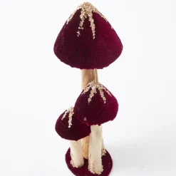 Mrs. Alice Aubergine Glitter Velvet Mushroom Family< Autumn Decorations