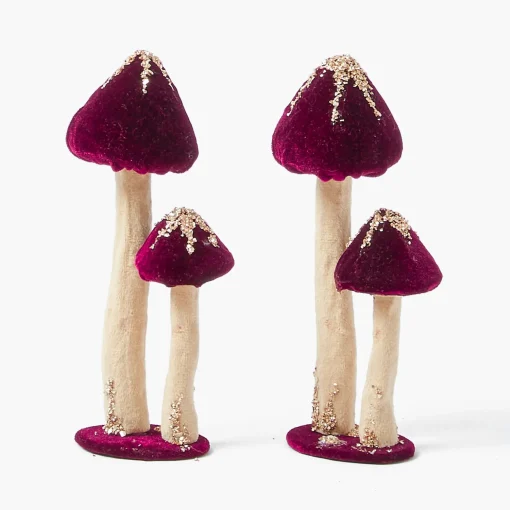 Mrs. Alice Aubergine Glitter Velvet Mushroom Family< Autumn Decorations