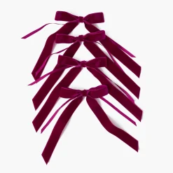 Mrs. Alice Aubergine Velvet Bow (Set of 4) - 20cm< Napkin Rings & Bows