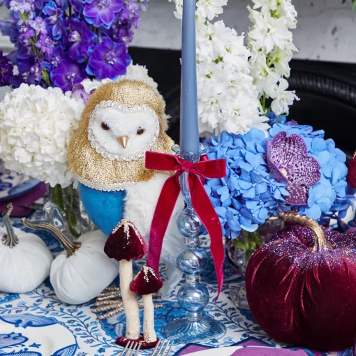 Mrs. Alice Aubergine Velvet Bow (Set of 4) - 20cm< Napkin Rings & Bows