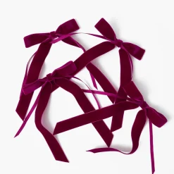 Mrs. Alice Aubergine Velvet Bow (Set of 4) - 20cm< Napkin Rings & Bows