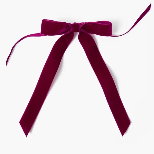Mrs. Alice Aubergine Velvet Bow (Set of 4) - 20cm< Napkin Rings & Bows