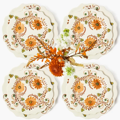 Mrs. Alice Autumn Flowers Dinner & Starter Plates (Set of 8)< Crockery Sets