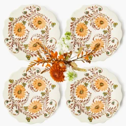 Mrs. Alice Autumn Flowers Dinner Plates (Set of 4)< Dinner Plates | Crockery Sets