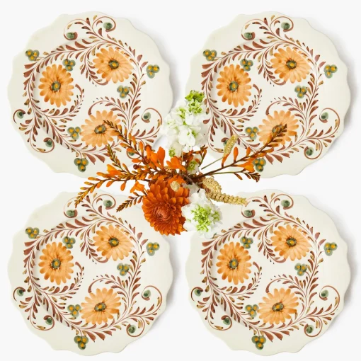 Mrs. Alice Autumn Flowers Dinner Plates (Set of 4)< Dinner Plates | Crockery Sets