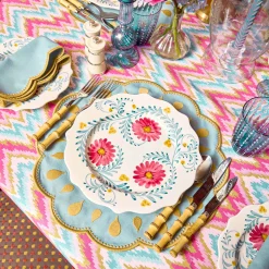 Mrs. Alice Bettina Blue & Caramel Placemats & Napkins (Set of 4)< Summer Table Linen | Table Linen Sets