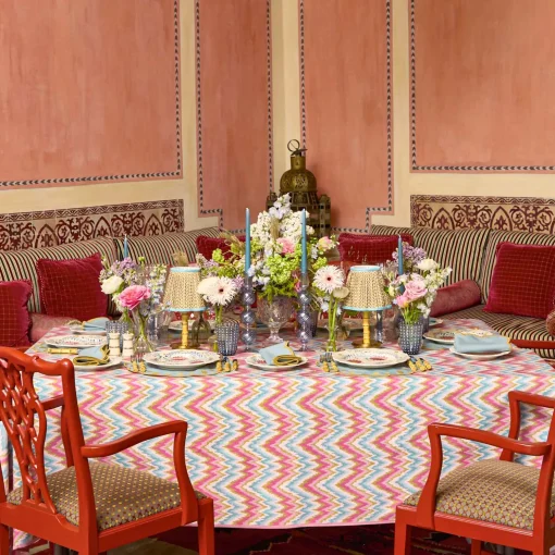 Mrs. Alice Bettina Blue & Caramel Placemats & Napkins (Set of 4)< Summer Table Linen | Table Linen Sets