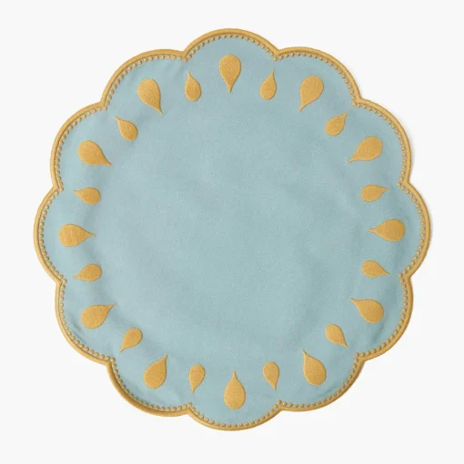 Mrs. Alice Bettina Blue & Caramel Placemats (Set of 4)< Summer Table Linen | Placemats