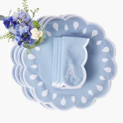 Mrs. Alice Bettina Blue & White Placemats & Napkins (Set of 4)< Table Linen Sets | Mrs. Alice Monogram