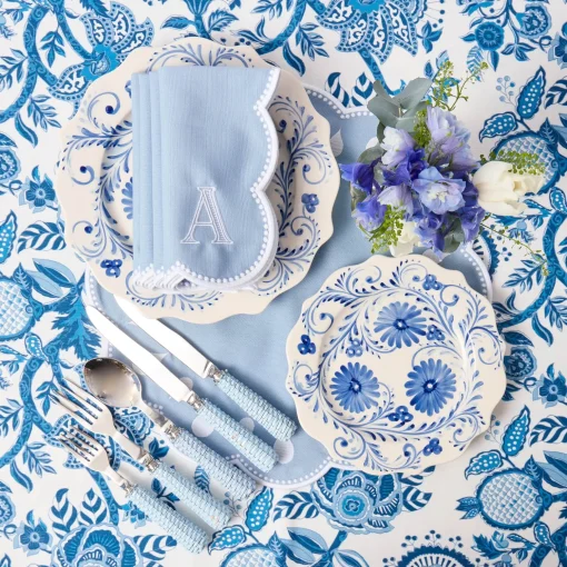 Mrs. Alice Bettina Blue & White Placemats & Napkins (Set of 4)< Table Linen Sets | Mrs. Alice Monogram