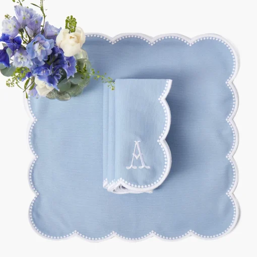 Mrs. Alice Bettina Blue & White Placemats & Napkins (Set of 4)< Table Linen Sets | Mrs. Alice Monogram