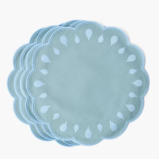 Mrs. Alice Bettina Blue Placemats (Set of 4)< Summer Table Linen | Placemats