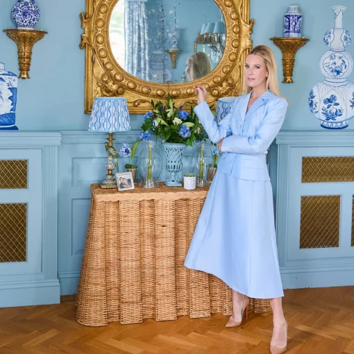 Mrs. Alice Bettina Box Pleated Rattan Console Table< Furniture | Furniture