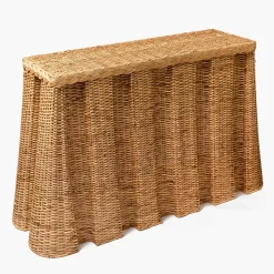 Mrs. Alice Bettina Box Pleated Rattan Console Table< Furniture | Furniture
