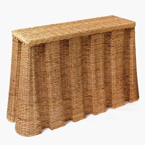 Mrs. Alice Bettina Box Pleated Rattan Console Table< Furniture | Furniture