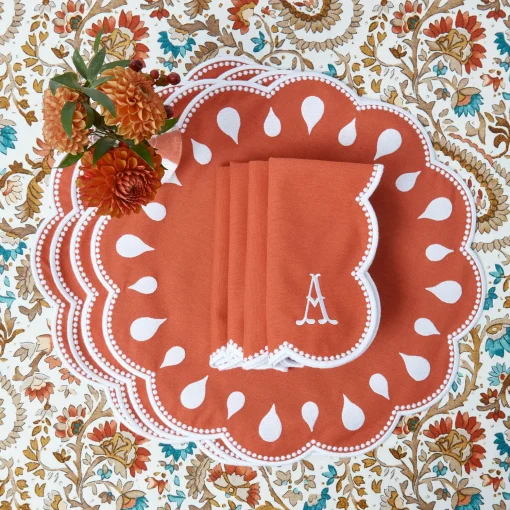 Mrs. Alice Bettina Burnt Orange Napkins (Set of 4)< Napkins | Mrs. Alice Monogram