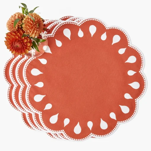 Mrs. Alice Bettina Burnt Orange Placemats & Napkins (Set of 4)< Table Linen Sets | Mrs. Alice Monogram