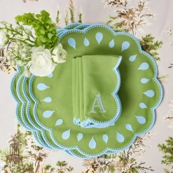 Mrs. Alice Bettina Green & Blue Placemats & Napkins (Set of 4)< Table Linen Sets | Mrs. Alice Monogram