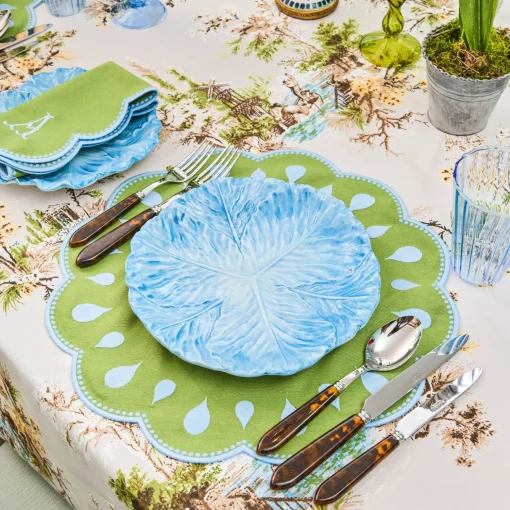 Mrs. Alice Bettina Green & Blue Placemats & Napkins (Set of 4)< Table Linen Sets | Mrs. Alice Monogram