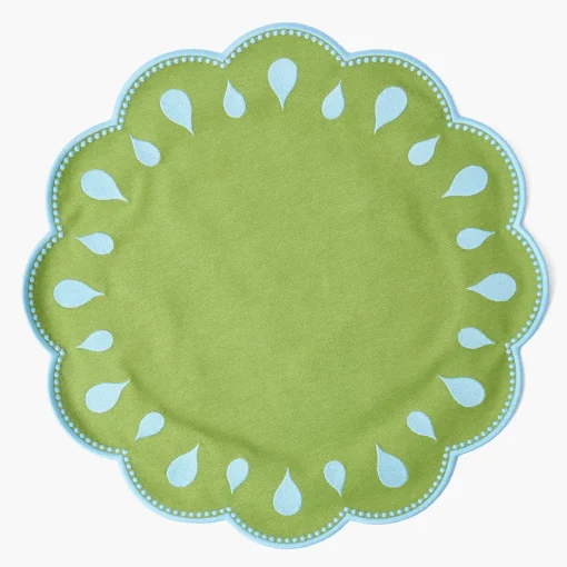 Mrs. Alice Bettina Green & Blue Placemats & Napkins (Set of 4)< Table Linen Sets | Mrs. Alice Monogram