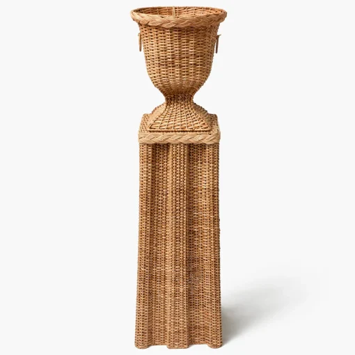 Mrs. Alice Bettina Rattan Urn & Pedestal< Vases | Vases & Planters