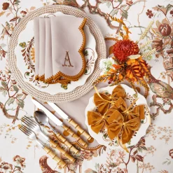 Mrs. Alice Bettina Taupe & Mustard Napkins (Set of 4)< Napkins | Mrs. Alice Monogram