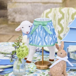 Mrs. Alice Blue & Green Ikat Bow Lampshade (18cm)< Lampshades