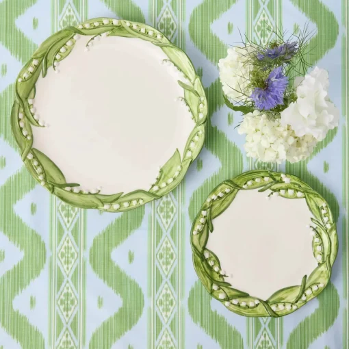 Mrs. Alice Blue & Green Ikat Tablecloth< Summer Table Linen | Tablecloths