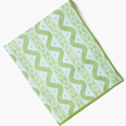 Mrs. Alice Blue & Green Ikat Tablecloth< Summer Table Linen | Tablecloths