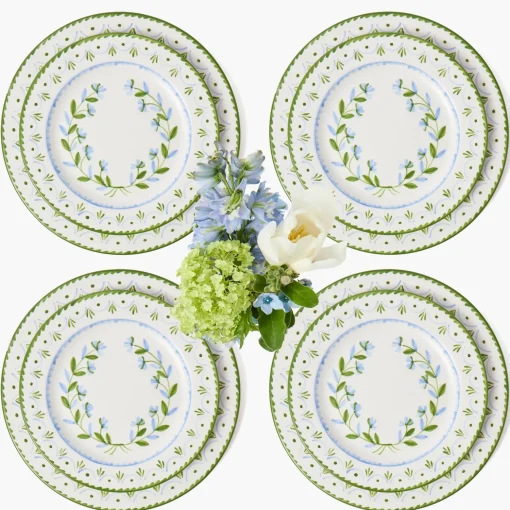 Mrs. Alice Blue & Green Josephine Garland Dinner & Starter Plates (Set of 8)< Crockery Sets