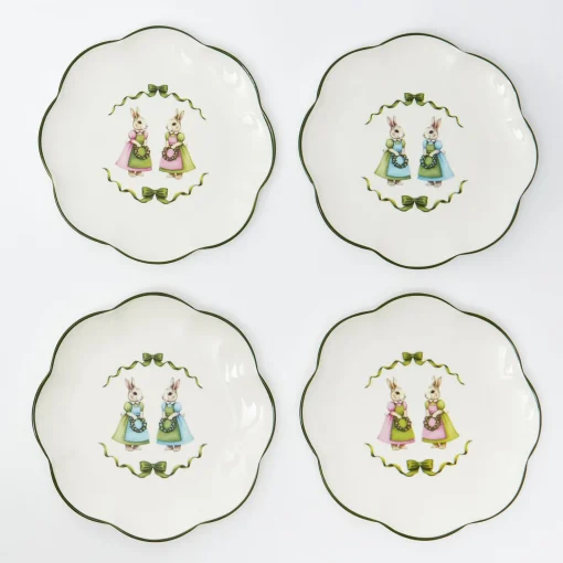 Mrs. Alice Blue & Pink Cottontail Bunny Dinner Plates (Set of 4)< Dinner Plates | Crockery Sets