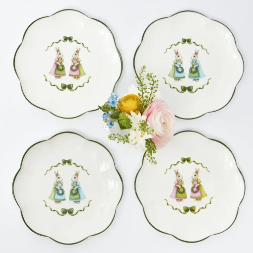 Mrs. Alice Blue & Pink Cottontail Bunny Dinner Plates (Set of 4)< Dinner Plates | Crockery Sets