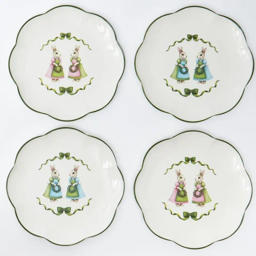 Mrs. Alice Blue & Pink Cottontail Bunny Starter Plates (Set of 4)< Starter Plates | Crockery Sets