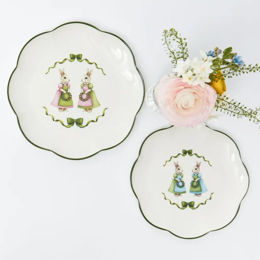Mrs. Alice Blue & Pink Cottontail Bunny Starter Plates (Set of 4)< Starter Plates | Crockery Sets