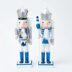 Mrs. Alice Blue & White Glitter Nutcrackers (Pair)< Christmas Decorations