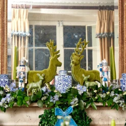 Mrs. Alice Blue & White Glitter Nutcrackers (Pair)< Christmas Decorations